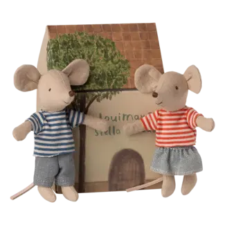 MAILEG PETITE SOEUR & PETIT FRÈRE SOURIS 10CM - LOUIMAX & STELLA MAISON