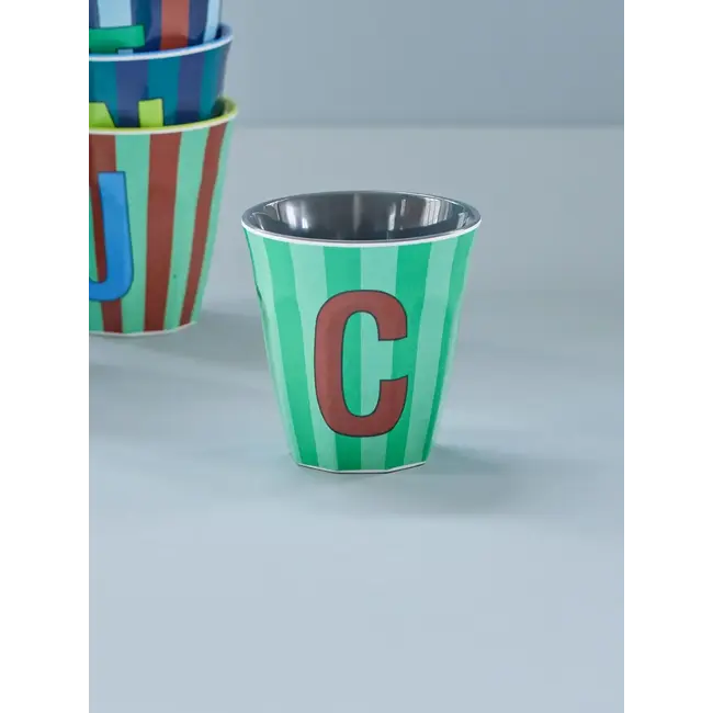 RICE GOBELET ALPHABET RICE - LETTRE C - BLUE STRIPES