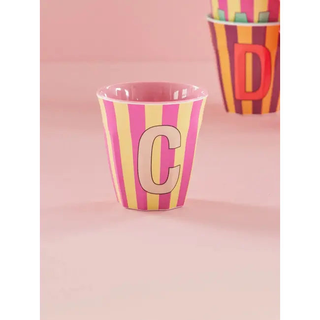 RICE GOBELET ALPHABET RICE - LETTRE C - PINK STRIPES