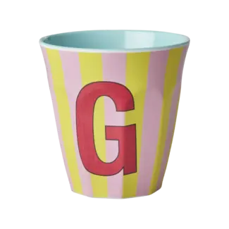 RICE GOBELET ALPHABET RICE - LETTRE G - PINK STRIPES
