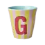 RICE GOBELET ALPHABET RICE - LETTRE G - PINK STRIPES