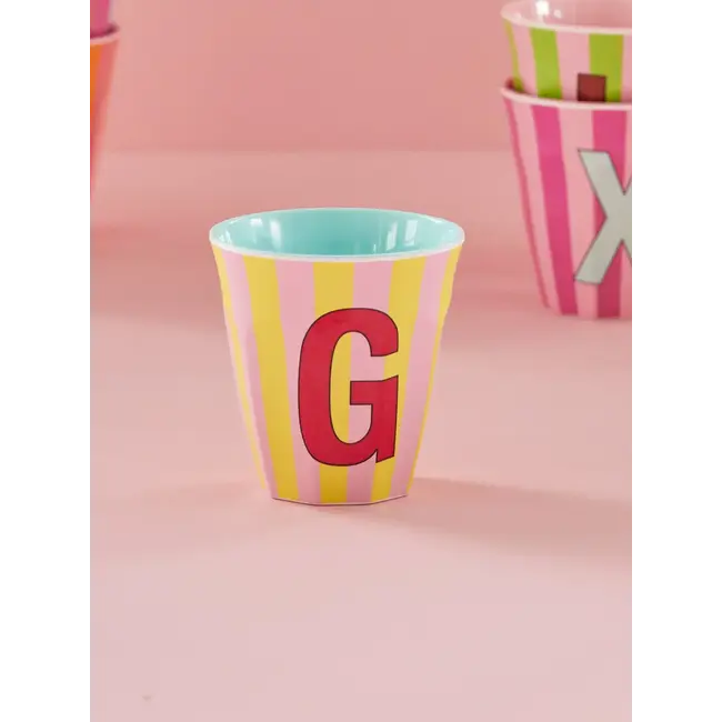 RICE GOBELET ALPHABET RICE - LETTRE G - PINK STRIPES