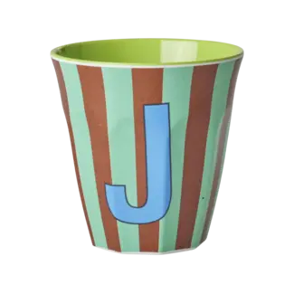 RICE GOBELET ALPHABET RICE - LETTRE J - BLUE STRIPES