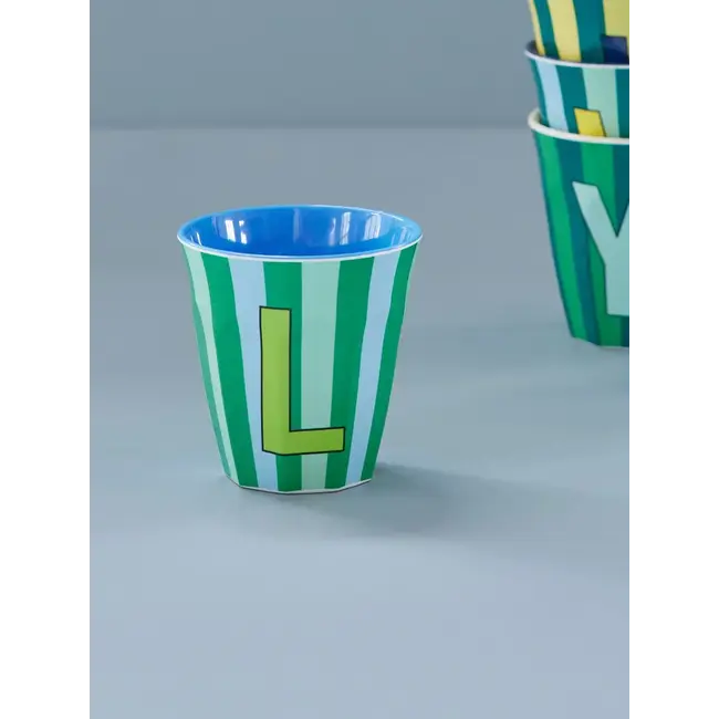 RICE GOBELET ALPHABET RICE - LETTRE L - BLUE STRIPES