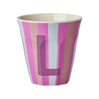 RICE GOBELET ALPHABET RICE - LETTRE L - PINK STRIPES
