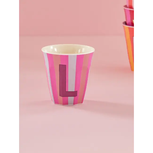 RICE GOBELET ALPHABET RICE - LETTRE L - PINK STRIPES
