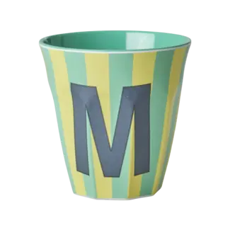 RICE GOBELET ALPHABET RICE - LETTRE M - BLUE STRIPES
