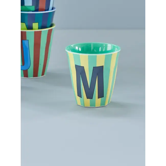 RICE GOBELET ALPHABET RICE - LETTRE M - BLUE STRIPES