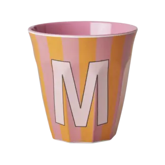 RICE GOBELET ALPHABET RICE - LETTRE M - PINK STRIPES