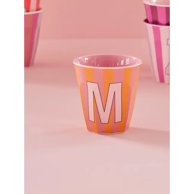 RICE GOBELET ALPHABET RICE - LETTRE M - PINK STRIPES