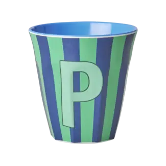 RICE GOBELET ALPHABET RICE - LETTRE P - BLUE STRIPES