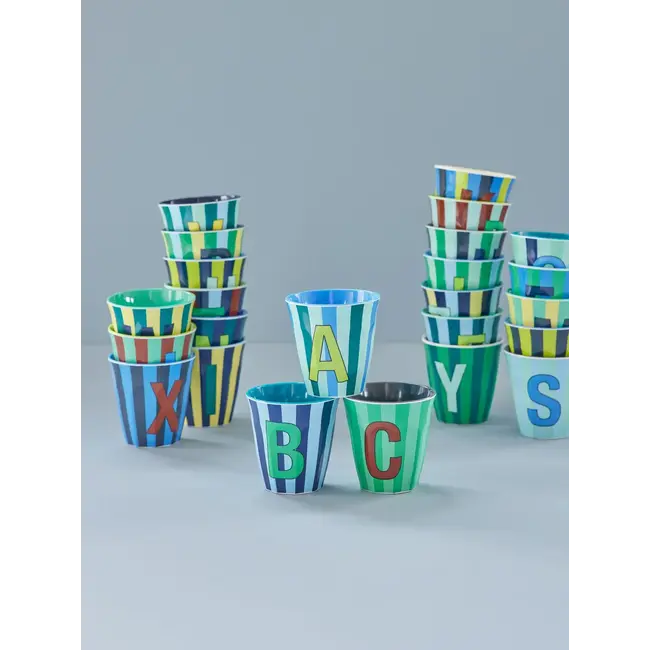 RICE GOBELET ALPHABET RICE - LETTRE P - BLUE STRIPES