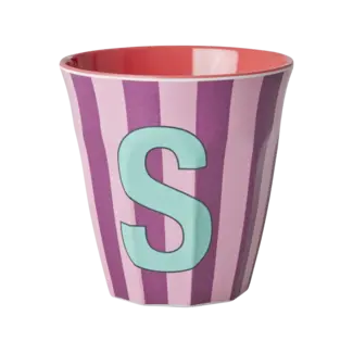 RICE GOBELET ALPHABET RICE - LETTRE S - PINK STRIPES
