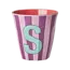 RICE GOBELET ALPHABET RICE - LETTRE S - PINK STRIPES