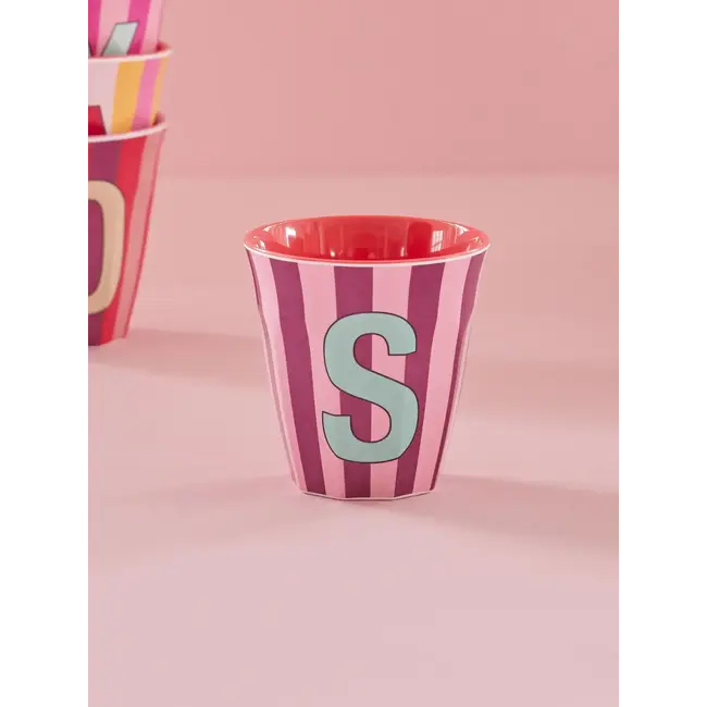 RICE GOBELET ALPHABET RICE - LETTRE S - PINK STRIPES