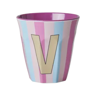 RICE GOBELET ALPHABET RICE - LETTRE V - PINK STRIPES