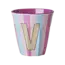 RICE GOBELET ALPHABET RICE - LETTRE V - PINK STRIPES