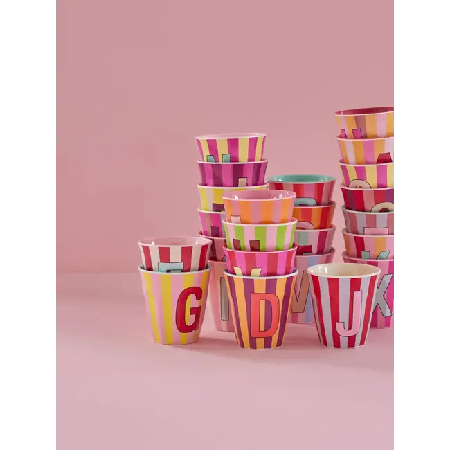 RICE GOBELET ALPHABET RICE - LETTRE V - PINK STRIPES