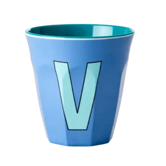 RICE GOBELET ALPHABET RICE - LETTRE V - PLAIN BLUE