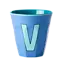 RICE GOBELET ALPHABET RICE - LETTRE V - PLAIN BLUE