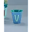 RICE GOBELET ALPHABET RICE - LETTRE V - PLAIN BLUE