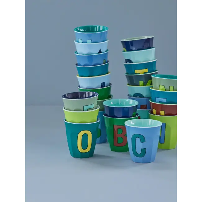 RICE GOBELET ALPHABET RICE - LETTRE V - PLAIN BLUE