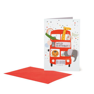 LEGAMI CARTE DOUBLE - ANNIVERSAIRE BUS ANIMAUX