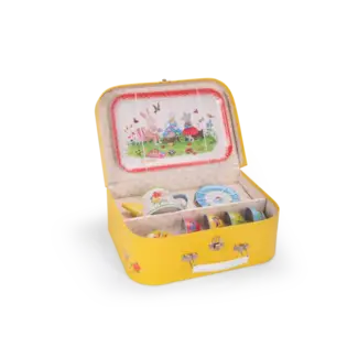 MOULIN ROTY VALISE DINETTE À THÉ EN MÉTAL 14PC - LA GRANDE FAMILLE