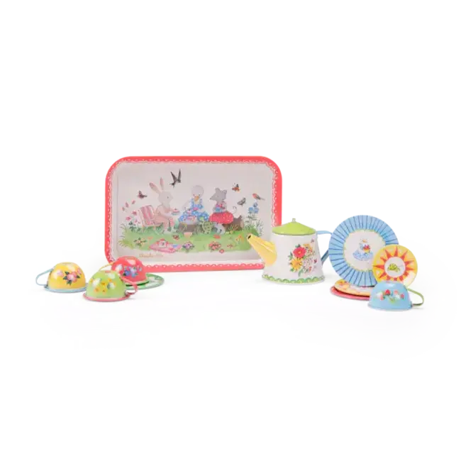 MOULIN ROTY VALISE DINETTE À THÉ EN MÉTAL 14PC - LA GRANDE FAMILLE