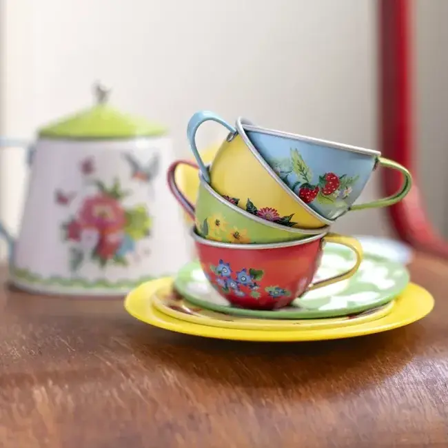 MOULIN ROTY VALISE DINETTE À THÉ EN MÉTAL 14PC - LA GRANDE FAMILLE