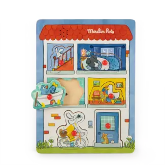 MOULIN ROTY PUZZLE SONORE MAISON BOIS - PUCE ET PILOU