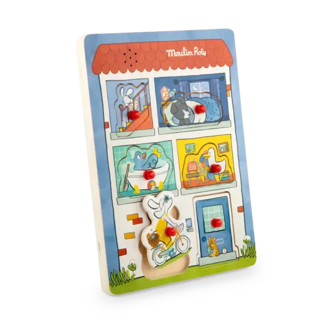 MOULIN ROTY PUZZLE SONORE MAISON BOIS - PUCE ET PILOU