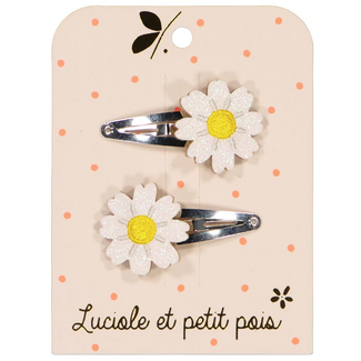 LUCIOLE ET PETIT POIS 2 X BARRETTES 4CM - MARGUERITES