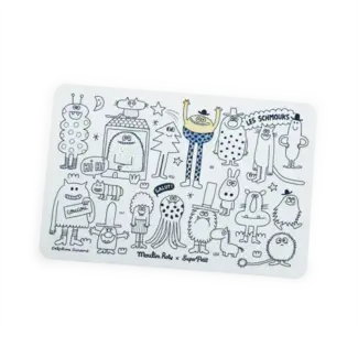 MINI SET DE TABLE À COLORIER ET 4 FEUTRES - LES SCHMOUKS