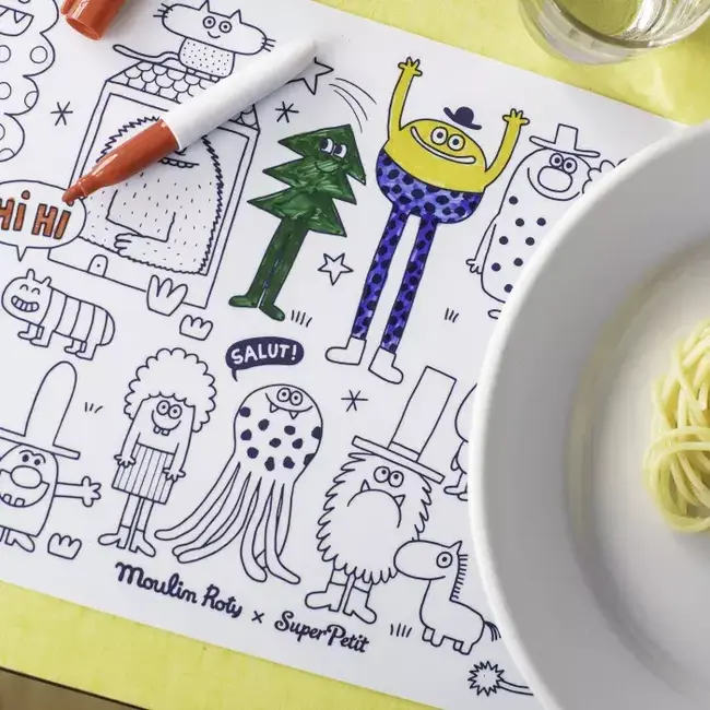 MINI SET DE TABLE À COLORIER ET 4 FEUTRES - LES SCHMOUKS