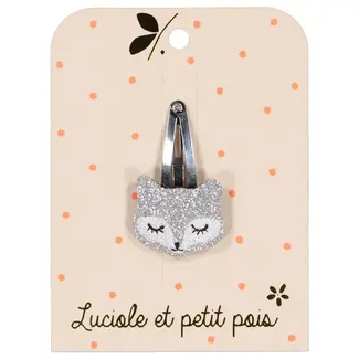 LUCIOLE ET PETIT POIS 1 X BARRETTE 4CM - RENARD ARGENT