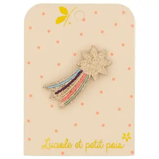 LUCIOLE ET PETIT POIS 1 X BARRETTE 4CM - ETOILE FILANTE MULTICOLORE FLUO