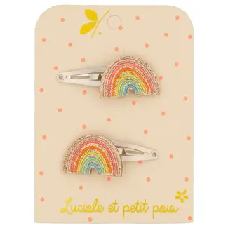 LUCIOLE ET PETIT POIS 2 X BARRETTES 4CM - ARC EN CIEL MULTICOLORE