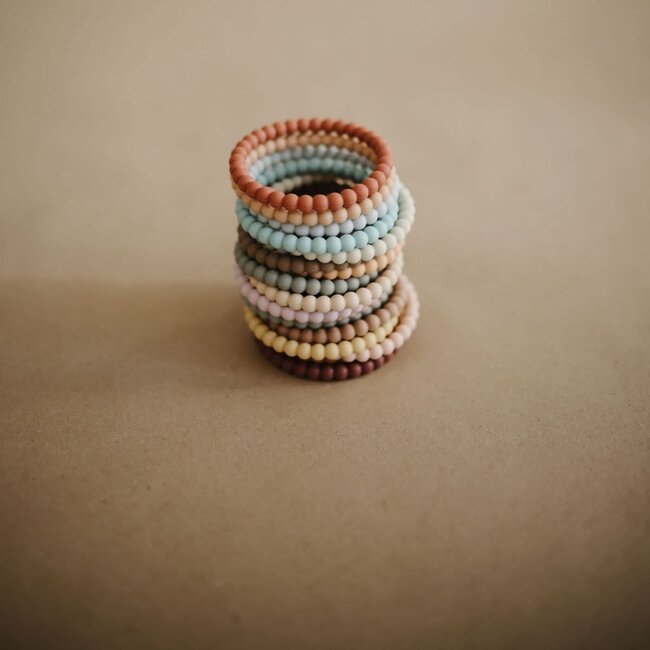 MUSHIE 3 X BRACELETS DE DENTITION SILICONE ''PEARL'' MELLOW - TERRACOTTA - PERIW