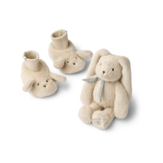 LIEWOOD COFFRET CADEAU DE NAISSANCE BASIM - PELUCHE & CHAUSSONS - LAPIN MIST