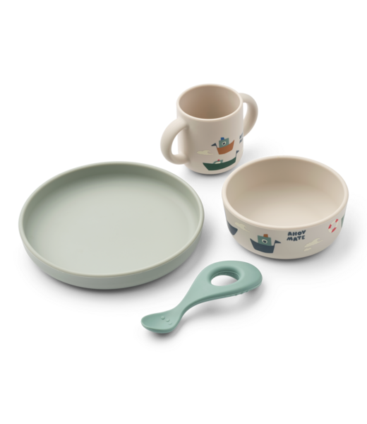 LIEWOOD COFFRET VAISSELLE 4 PIÈCES SILICONE VIVI - SAILING SANDY