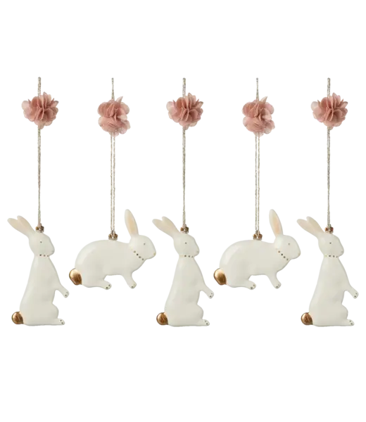 MAILEG COFFRET DE 5 LAPINS DE PÂQUES EN MÉTAL