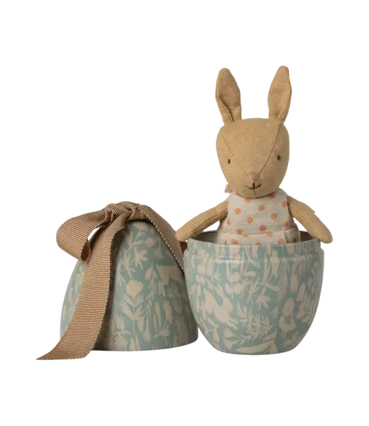 MAILEG OEUF DE PAQUES AVEC LAPIN MICRO - BLEU POUDRE