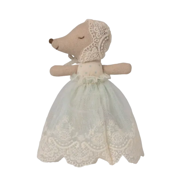 MAILEG BÉBÉ SOURIS 6CM - ET SA ROBE DE BAPTÊME MENTHE