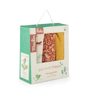 MOULIN ROTY SET DE 3 LANGES IMPRIMÉS - LA FORÊT MAWA