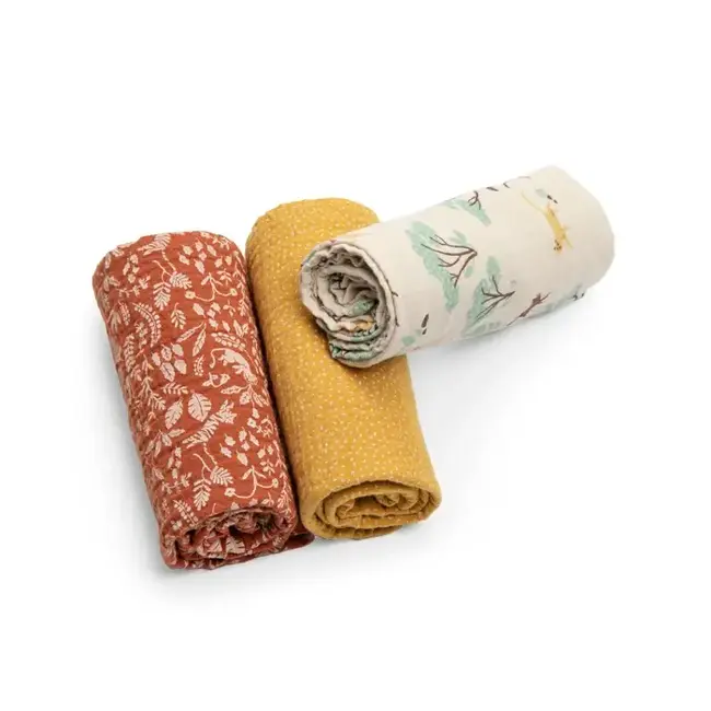 MOULIN ROTY SET DE 3 LANGES IMPRIMÉS - LA FORÊT MAWA