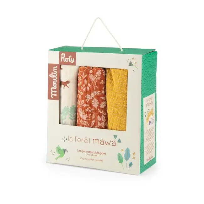 MOULIN ROTY SET DE 3 LANGES IMPRIMÉS - LA FORÊT MAWA