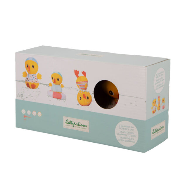 LILLIPUTIENS JOUET DE BAIN - 3 CANARDS FLOTTANTS AU BORD DE L'EAU