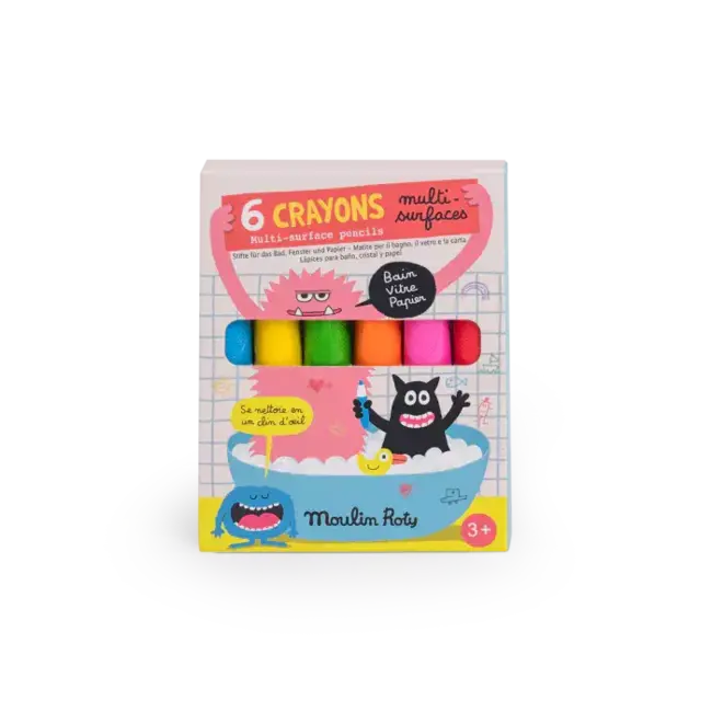 MOULIN ROTY 6 CRAYONS-MULTISURFACES - LES SCHMOUKS