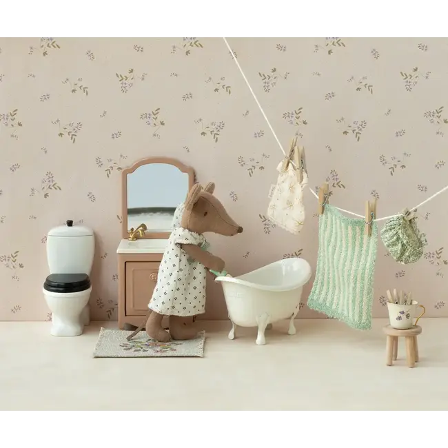 MAILEG COIFFEUSE AVEC LAVABO POUR SOURIS - ROSE POUDRÉ FONCÉ